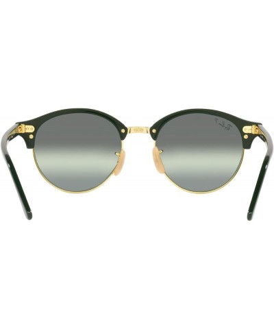 Rb4246 Clubround Round Sunglasses Green on Gold/Dark Green Gradient Mirrored Polarized $47.34 Round