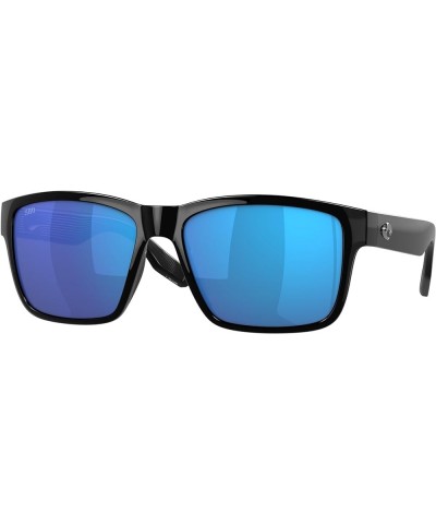 mens Paunch Square Sunglasses Black / Blue Mirror Polarized $65.04 Square