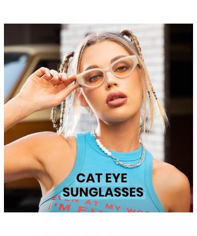 2024 Trendy Cat Eye Sunglasses for Women UV Protection Retro Fashion Ultralight PC Frame Ladies Shades Pink Frame - Pink Lens...