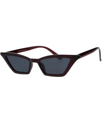 Womens Skinny Sunglasses Trapezoid Shape Glamorous Cateye Frame Burgundy (Black) $9.57 Cat Eye