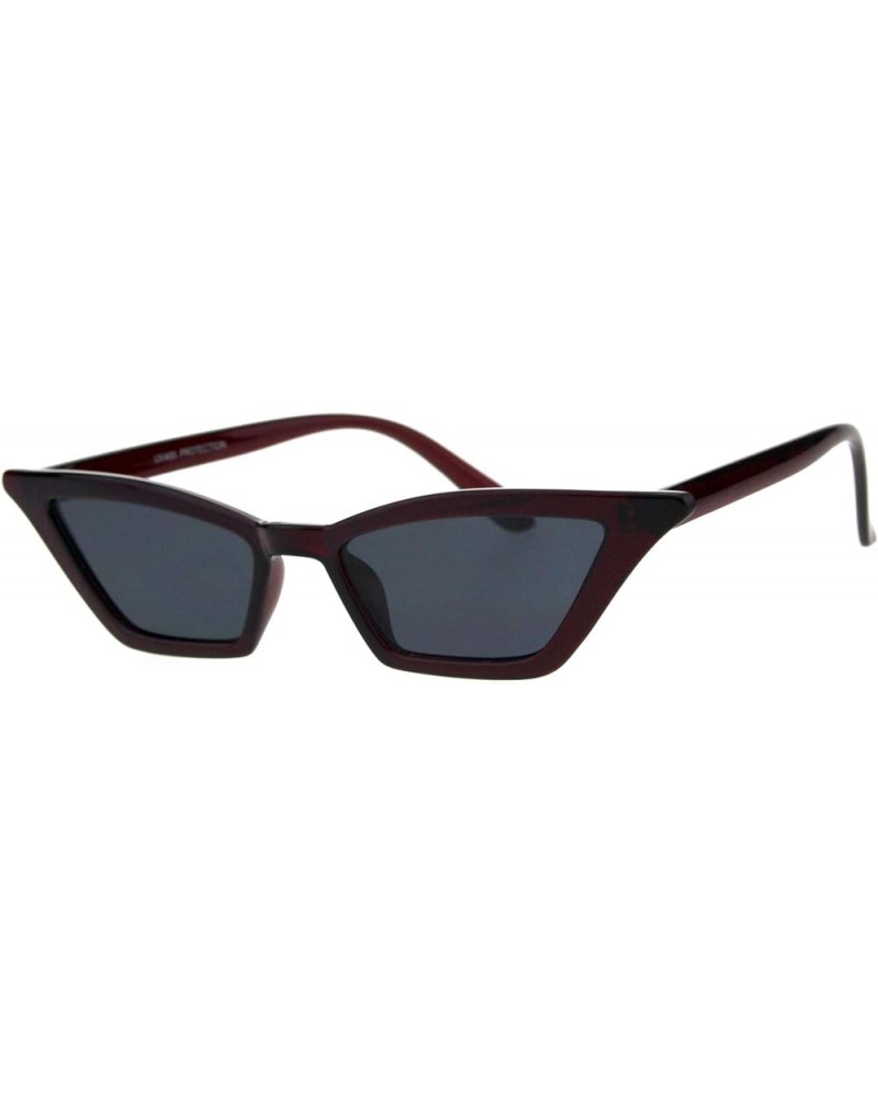 Womens Skinny Sunglasses Trapezoid Shape Glamorous Cateye Frame Burgundy (Black) $9.57 Cat Eye