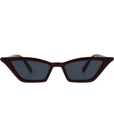 Womens Skinny Sunglasses Trapezoid Shape Glamorous Cateye Frame Burgundy (Black) $9.57 Cat Eye