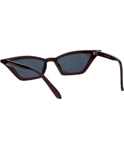 Womens Skinny Sunglasses Trapezoid Shape Glamorous Cateye Frame Burgundy (Black) $9.57 Cat Eye