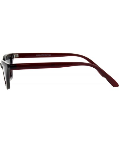 Womens Skinny Sunglasses Trapezoid Shape Glamorous Cateye Frame Burgundy (Black) $9.57 Cat Eye