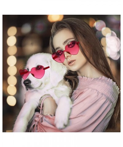 24 Pack Heart Rimless Sunglasses Love Glasses for Valentine's Day St Patrick's Day Easter Party Favors Hot Pink $11.45 Rimless