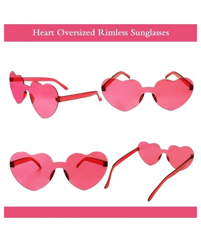 24 Pack Heart Rimless Sunglasses Love Glasses for Valentine's Day St Patrick's Day Easter Party Favors Hot Pink $11.45 Rimless