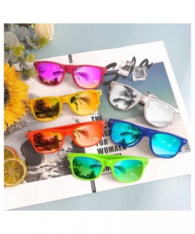 8/24 Pack Neon Colors Mirrored Lens Sunglasses Bulk Party Favor Supplies Unisex Glasses Set Color Frame/Multicolor Mirrored $...