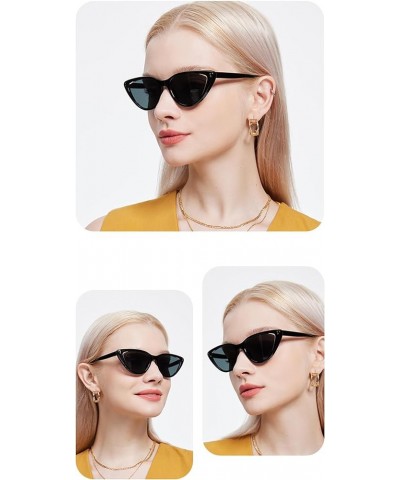 Hollow Cateye Sunglasses for Women Classic Vintage High Pointed Winged Retro Design Black/Gray Lens $8.47 Cat Eye