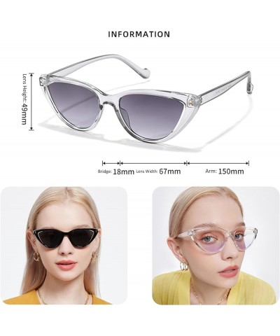 Hollow Cateye Sunglasses for Women Classic Vintage High Pointed Winged Retro Design Black/Gray Lens $8.47 Cat Eye