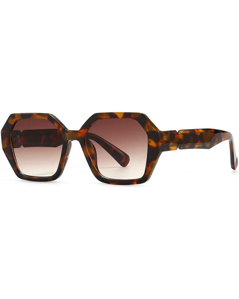 Fashion Polygon Sunglasses Men and Women Irregular Hexagon Sun Glasses Leopard $10.77 Designer