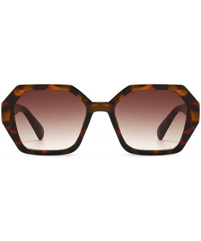 Fashion Polygon Sunglasses Men and Women Irregular Hexagon Sun Glasses Leopard $10.77 Designer