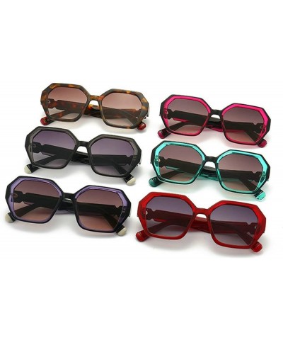 Fashion Polygon Sunglasses Men and Women Irregular Hexagon Sun Glasses Leopard $10.77 Designer