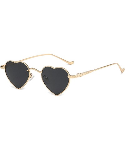 Fashion Heart sunglasses Women Retro Frames Men small box Metal sunglasses uv400 Black $10.82 Heart