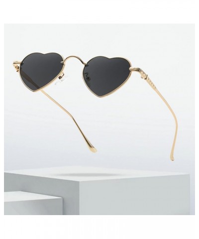 Fashion Heart sunglasses Women Retro Frames Men small box Metal sunglasses uv400 Black $10.82 Heart