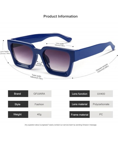 Trendy Square Sunglasses for Men Women Fashion Thick Rectangle Sun Glasses UV Protection Shades Designer Style Blue/Gradient ...