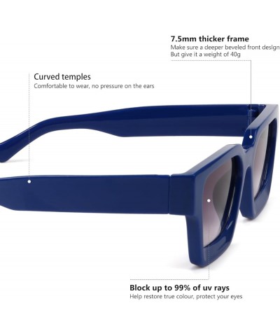 Trendy Square Sunglasses for Men Women Fashion Thick Rectangle Sun Glasses UV Protection Shades Designer Style Blue/Gradient ...