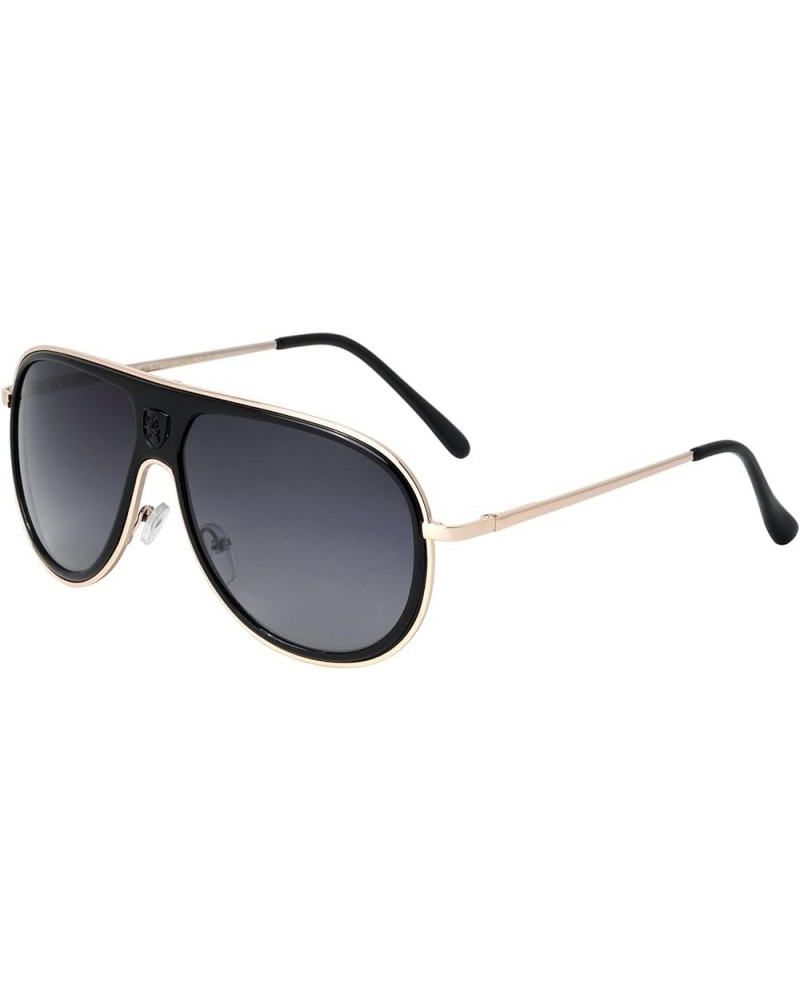 Sprint - Double Plastic Metal Rim Round Modern Aviator Sunglasses Smoke Gold $9.95 Aviator