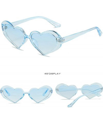 Fashion Heart Women Sunglasses Personality Transparent Pink Sun Shades Glasses 2022 Luxury Brand Eyeglasses UV400 2pcs Blue+p...