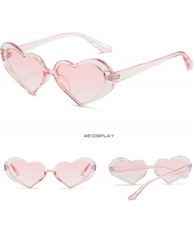 Fashion Heart Women Sunglasses Personality Transparent Pink Sun Shades Glasses 2022 Luxury Brand Eyeglasses UV400 2pcs Blue+p...