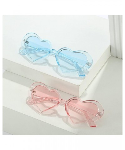 Fashion Heart Women Sunglasses Personality Transparent Pink Sun Shades Glasses 2022 Luxury Brand Eyeglasses UV400 2pcs Blue+p...