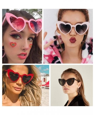 Heart Sunglasses for Women Retro Love Eyeglasses Vintage Cat Eye Glasses UV400 A: Black $7.13 Heart