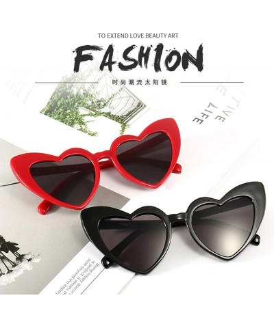 Heart Sunglasses for Women Retro Love Eyeglasses Vintage Cat Eye Glasses UV400 A: Black $7.13 Heart