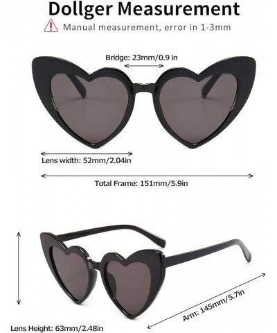 Heart Sunglasses for Women Retro Love Eyeglasses Vintage Cat Eye Glasses UV400 A: Black $7.13 Heart