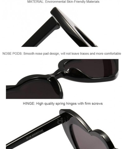 Heart Sunglasses for Women Retro Love Eyeglasses Vintage Cat Eye Glasses UV400 A: Black $7.13 Heart