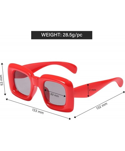 Cute Inflated Square Sunglasses-Large Trendy Sunglasses for Women & Teens, Stylish Chunky Sunglasses with 100% UV Protection ...