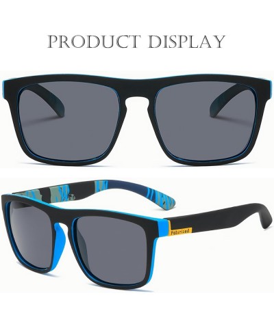 Fashion Polarized Sunglasses for Men Women Sports UV400 Vintage Stylish Shades TR90 Frame Square Driving Glasses Black Blue/B...