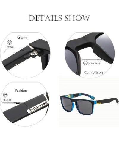 Fashion Polarized Sunglasses for Men Women Sports UV400 Vintage Stylish Shades TR90 Frame Square Driving Glasses Black Blue/B...