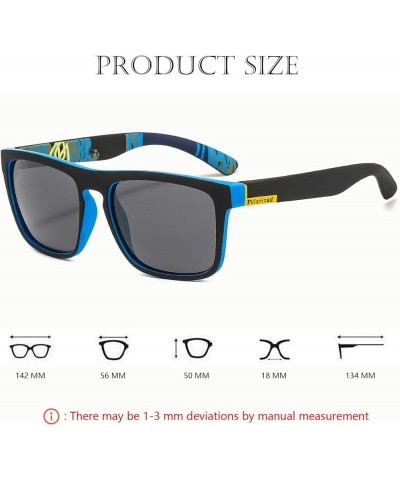 Fashion Polarized Sunglasses for Men Women Sports UV400 Vintage Stylish Shades TR90 Frame Square Driving Glasses Black Blue/B...