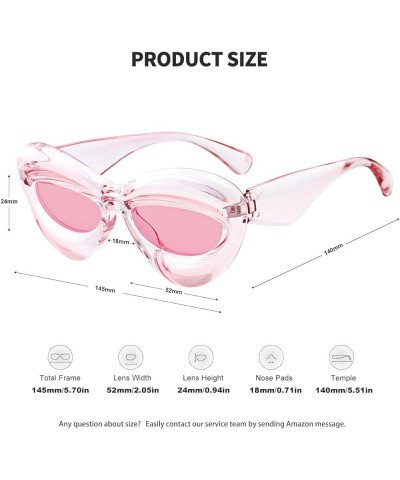 Trendy Inflated Shape Lip Sunglasses for Women Fashion Oversized Cat Eye Shades UV400 Protection 2pack Clear Pink+brown $8.97...