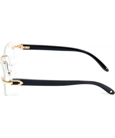 Vintage Small Clear Lens Rimless Retro Yellow Gold Plated Frame Hip Hop Rectangle Men Frameless 90's Shades Black Arm Fashion...