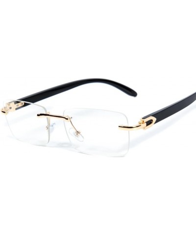 Vintage Small Clear Lens Rimless Retro Yellow Gold Plated Frame Hip Hop Rectangle Men Frameless 90's Shades Black Arm Fashion...