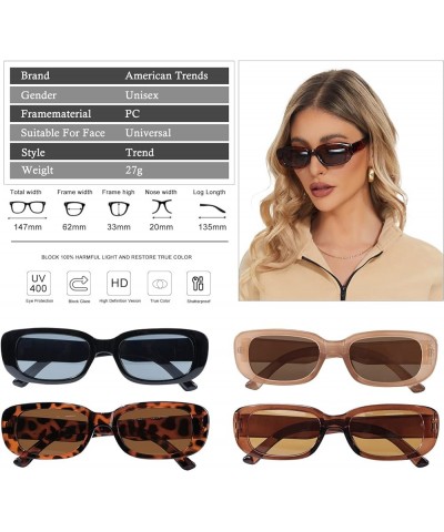 Retro Rectangle Sunglasses for Women Men Trendy Fashion Vintage 90s Sun Glasses UV400 Protection Square Frame Y2K Black $12.0...