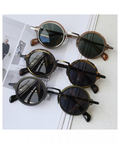 polarized sunglasses retro women punk style metal round sun glasses vintage male leopard green uv400 Clear Black Green $25.48...