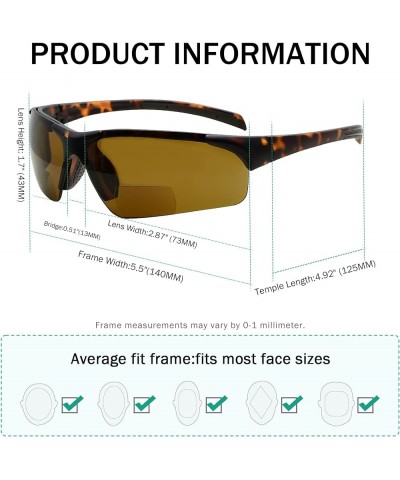 Fashionable TR90 Unbreakable Sports Polarized Half-Rimless Bifocal Sunglasses +3.00 Matte Tortoise Frame/Brown Lens $20.27 Wa...