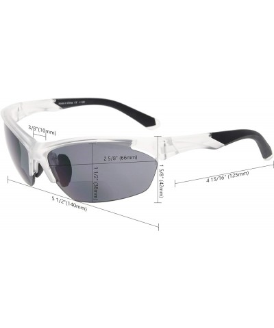 TR90 Sports Bifocal Sunglasses Baseball Running Fishing Driving Golf Softball Hiking Half-Rimless Reading Glasses (Pearly Gre...