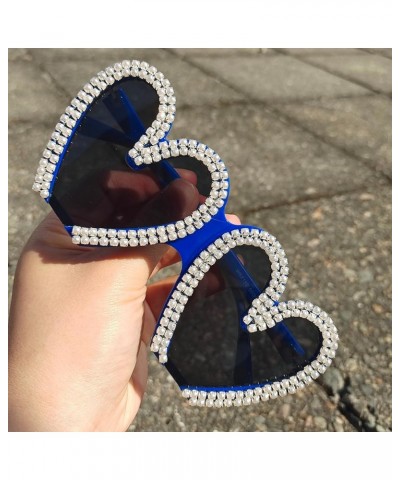 Sparkling Rhinestone Sunglasses Cute Heart Shaped Sunglasses for Women Colorful Crystal Pearl Sun Glasses Blue $10.76 Designer