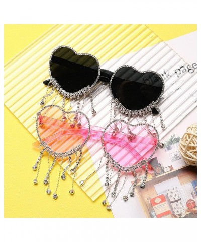 Sexy Women Heart Diamond Sunglasses 2022 Oversized Shiny Tassel Rhinestones Sun Glasses Fashion Female Colorful Party Eyewear...