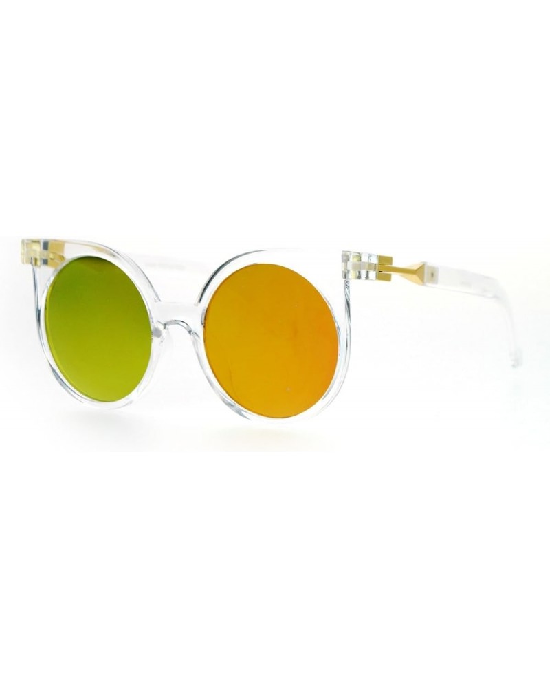 Womens Round Circle Cateye Sunglasses Super Flat Mirror Lens UV 400 Clear (Orange Mirror) $8.61 Round