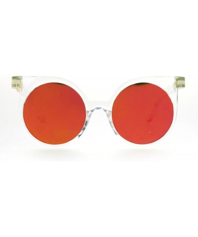 Womens Round Circle Cateye Sunglasses Super Flat Mirror Lens UV 400 Clear (Orange Mirror) $8.61 Round