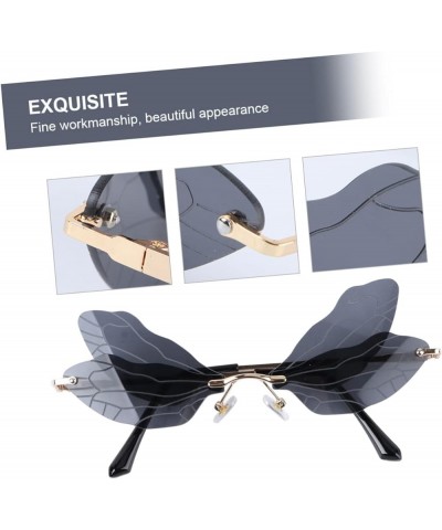 2 Pcs Sunglasses Fairy Wing Eyewear Accessories Rimless Glasses Dragonfly Eyewear Dragonfly Wing Glasses Blackx3pcs $9.09 Sport