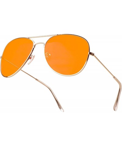 Aviator Sunglasses Colored Tinted Lens Glasses Metal UV400 Protection Orange $8.84 Aviator