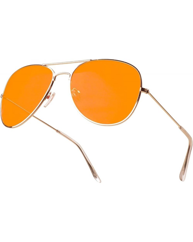 Aviator Sunglasses Colored Tinted Lens Glasses Metal UV400 Protection Orange $8.84 Aviator