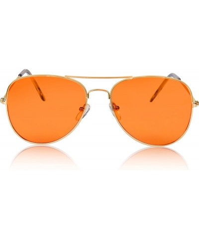 Aviator Sunglasses Colored Tinted Lens Glasses Metal UV400 Protection Orange $8.84 Aviator