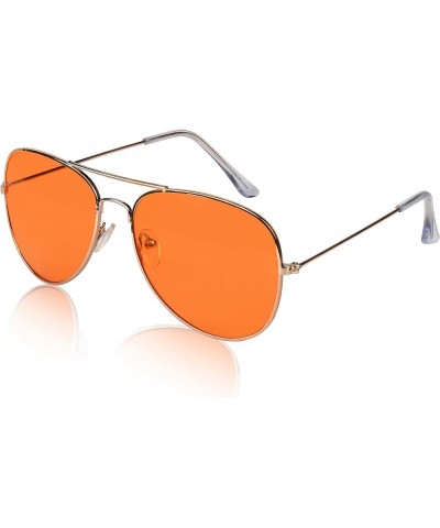 Aviator Sunglasses Colored Tinted Lens Glasses Metal UV400 Protection Orange $8.84 Aviator