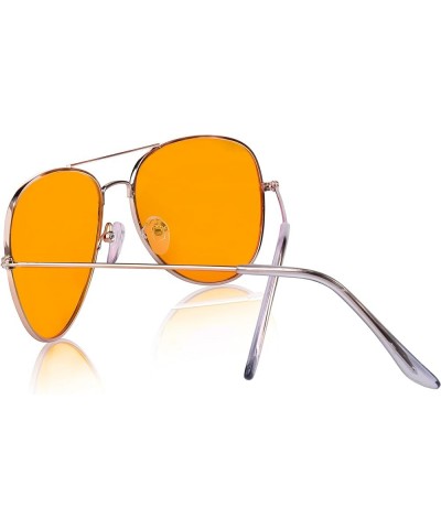 Aviator Sunglasses Colored Tinted Lens Glasses Metal UV400 Protection Orange $8.84 Aviator