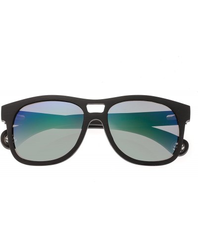 Las Islas Wood Aviator Polarized Unisex Sunglasses ESG05 Ebony/Purple-green $46.50 Aviator